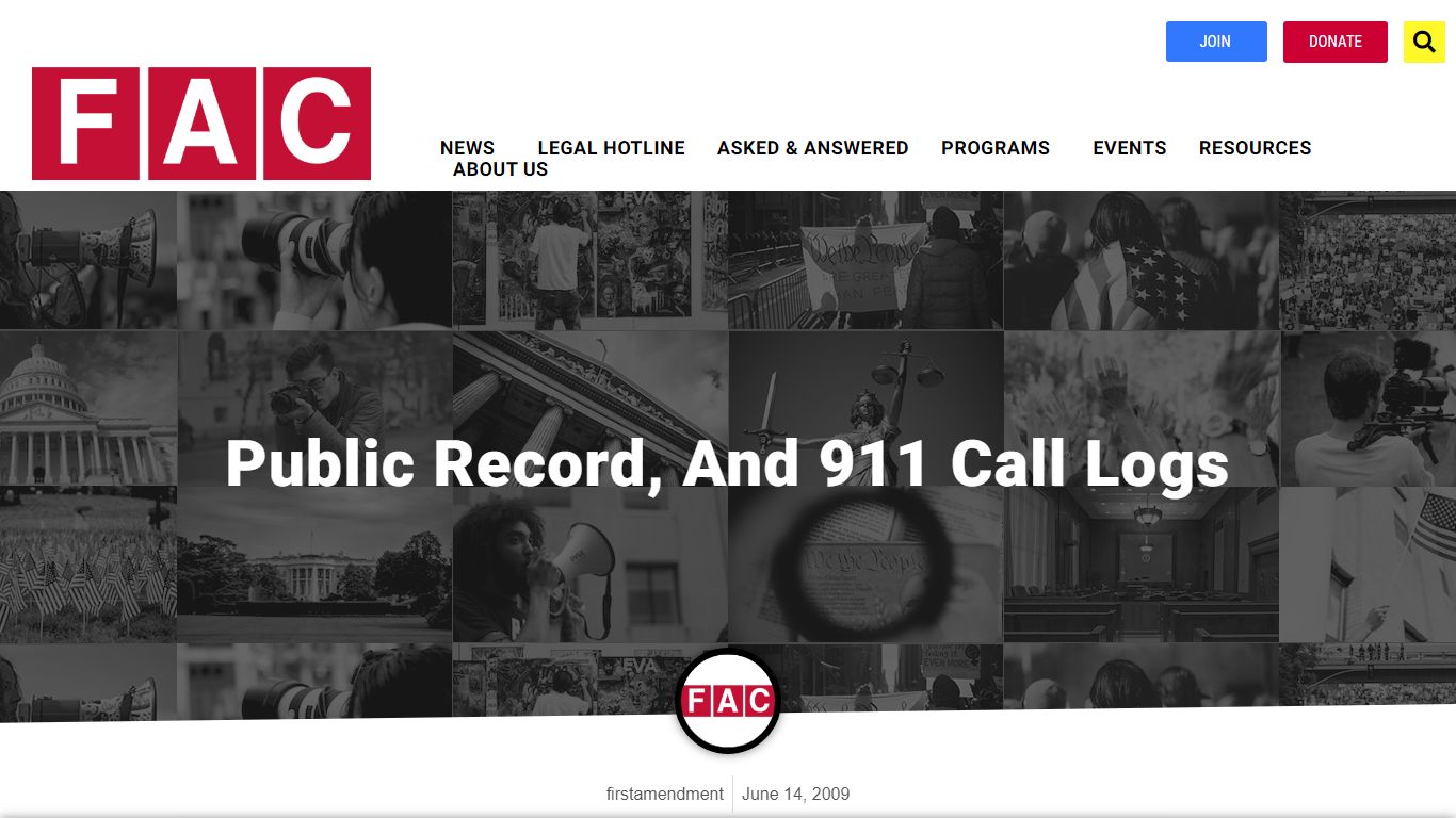 Public Record, and 911 Call Logs - FIRST AMENDMENT COALITION